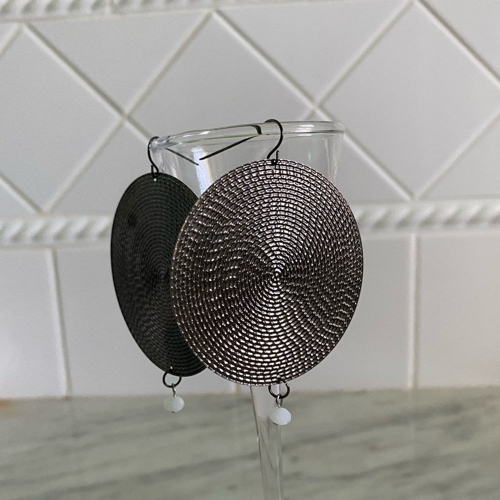 Large Round Gunmetal Earrings